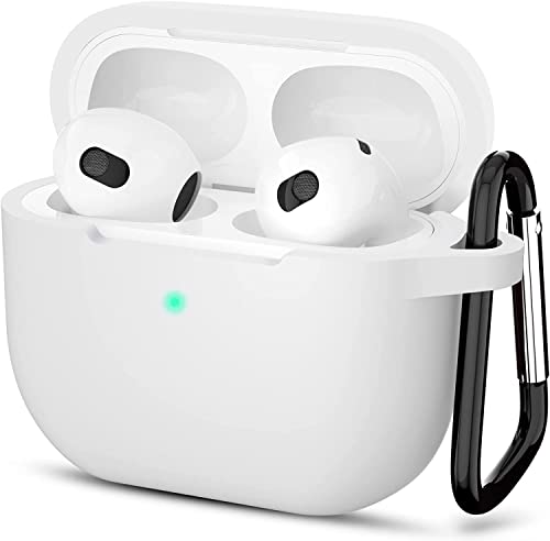 Sounce Air Pods 3 Case Cover with Keychain Neck, Protective Silicone Case Skin Compatible with Air Pods 3rd Generation (2021 Released), Shockproof, Supports Wireless Charging
