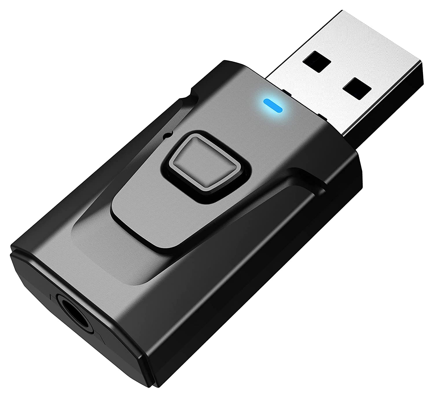 Sounce Bluetooth Car Adapter, Mini Bluetooth 5.0 Transmitter Receiver Wireless 3.5mm Aux Jack Adapter Hands-Free Car Kit Built-in Mic for Car Aux, Home, Headphones, PC,TV and More