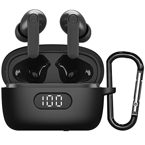 Sounce Earphone Case Cover for Boat Airdopes 121 Pro, Soft Silicone Skin Case Cover Shock-Absorbing Protective Case with Keychain [Front LED Visible