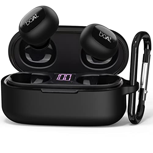 Sounce Silicone Protective Case Cover for Boat Airdopes 121v2 / Boat Airdopes 121, Anti Fall Anti Dust, with Hook Earphone Case