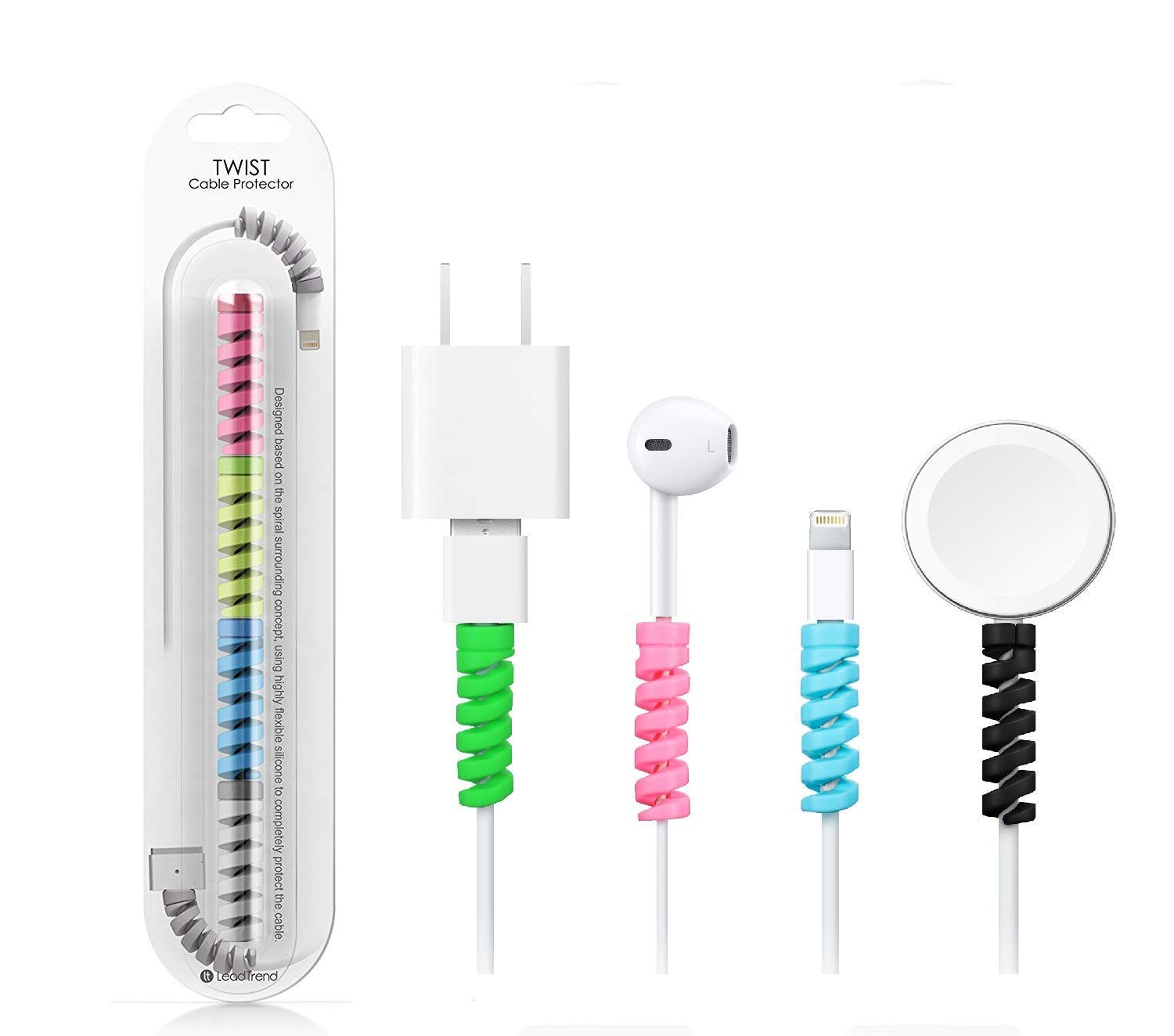 Sounce Spiral Charger Cable Protector Data Cable Saver Charging Cord Protective Cable Cover Headphone MacBook Laptop Earphone Cell Phone Set of 2 (Cable Protector (8 Units))