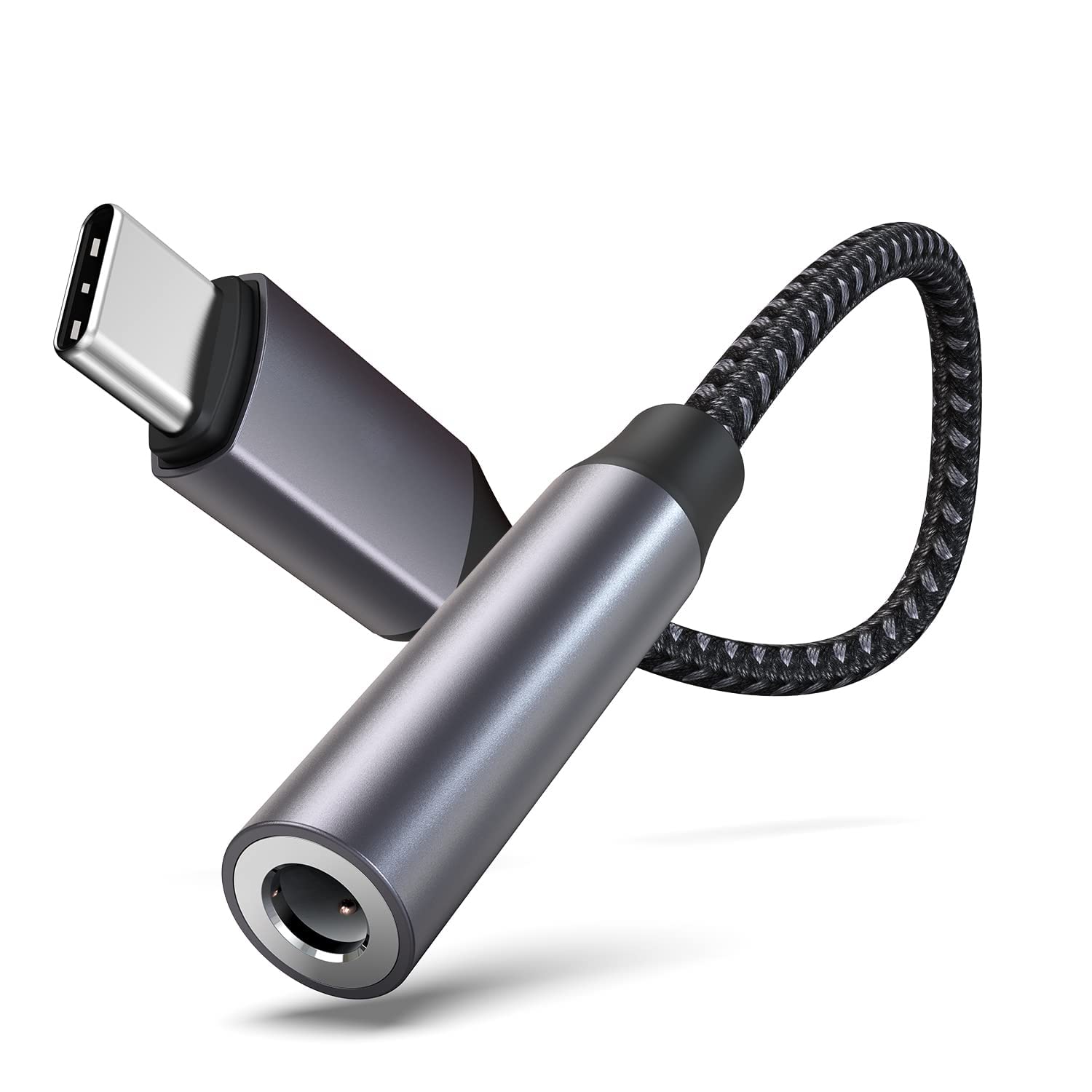 Sounce Type - C to 3.5mm Female Adapter, Type C Headphone Audio Jack Cable Cord Hi-Fi Dongle for Samsung Galaxy S22 S21 Ultra Z Flip Note 20, iPad Mini 6th, Pixel 6/5 (Gray)