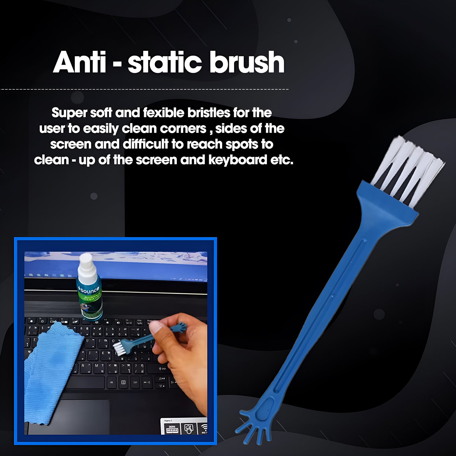 Sounce 3-in-1 Screen Cleaning Kit | 100ml with Microfiber & Brush