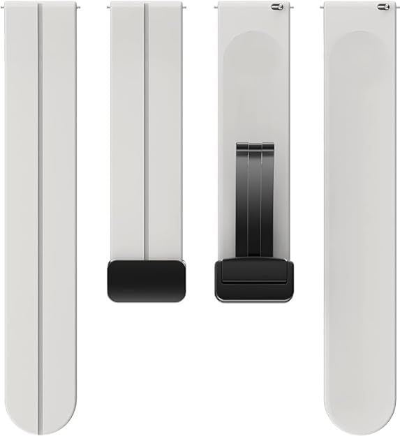 Sounce Silicone 22mm Replacement Band Strap with Folding Magnetic Lock Compatible with Boat, Fire Boltt, Noise, Dizo, Beatxp, Fast-Track, Ptron, Amazfit & Other 22mm Watches - Grey