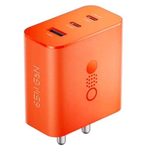 65W GaN Triple Port USB-C Fast Charger by Sounce | CMF-Inspired Power Adapter for Nothing Phone 2a, 2, 1 & Other Type-C Devices – Orange