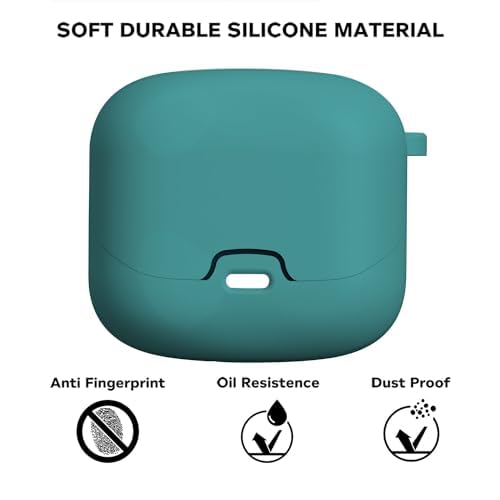 Sounce Earphone Case Cover Compatible for Boult Audio Z40, Soft Silicone Skin Case Cover Shock-Absorbing Protective Case with Keychain [Front LED Visible] (Green)