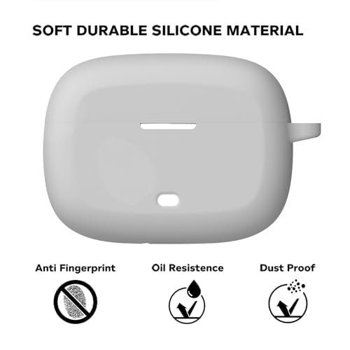 Sounce Case Cover for Boat Airdopes Flex 454 ANC, 360° Protection, Shockproof Design, Scratch Resistant, Silicone Case with Keychain (Front LED Visible) - Grey