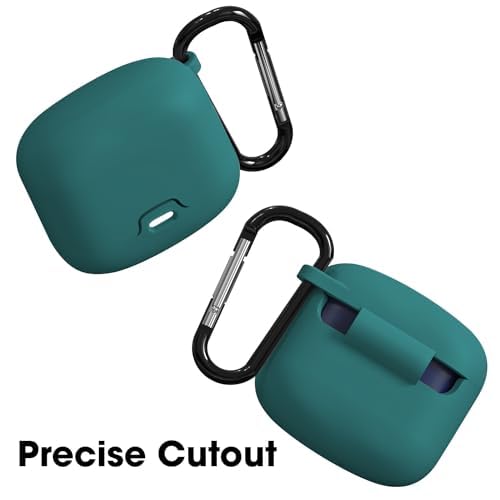 Sounce Earphone Case Cover Compatible for Boult Audio Z40, Soft Silicone Skin Case Cover Shock-Absorbing Protective Case with Keychain [Front LED Visible] (Green)