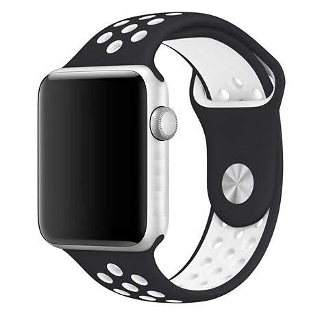 Sounce Sports Strap Compatible for Watch Band 42mm 44mm 45mm Adjustable Silicone Wristband Sport Loop for Watch Series 7/6/5/4/3/2/1, SE - Black-White
