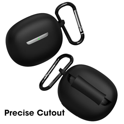 Sounce Case Cover for Boat Airdopes 141 ANC, 360° Protection, Shockproof Design, Scratch Resistant, Silicone Case with Keychain - Black