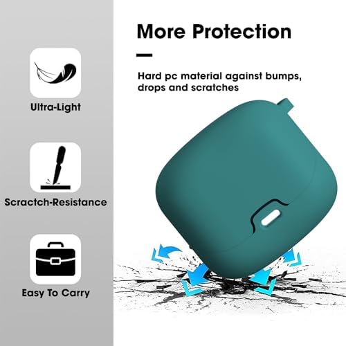Sounce Earphone Case Cover Compatible for Boult Audio Z40, Soft Silicone Skin Case Cover Shock-Absorbing Protective Case with Keychain [Front LED Visible] (Green)