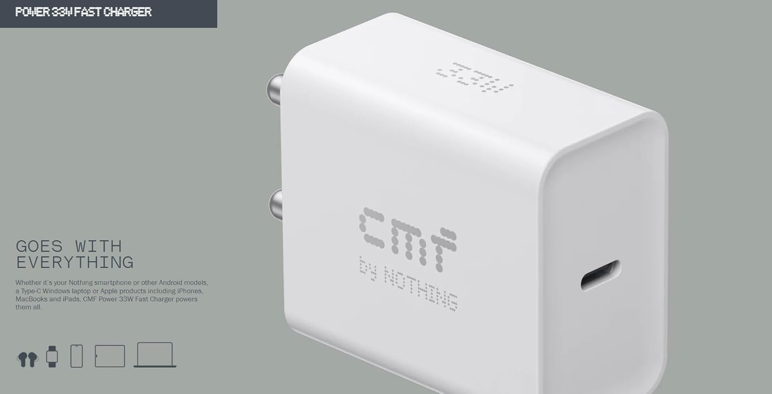 33W USB Type-C Fast Charger by Sounce | CMF-Inspired Power Adapter for CMF Phone & Compatible with Nothing Phone 1, 2, 2a, Tablet & More