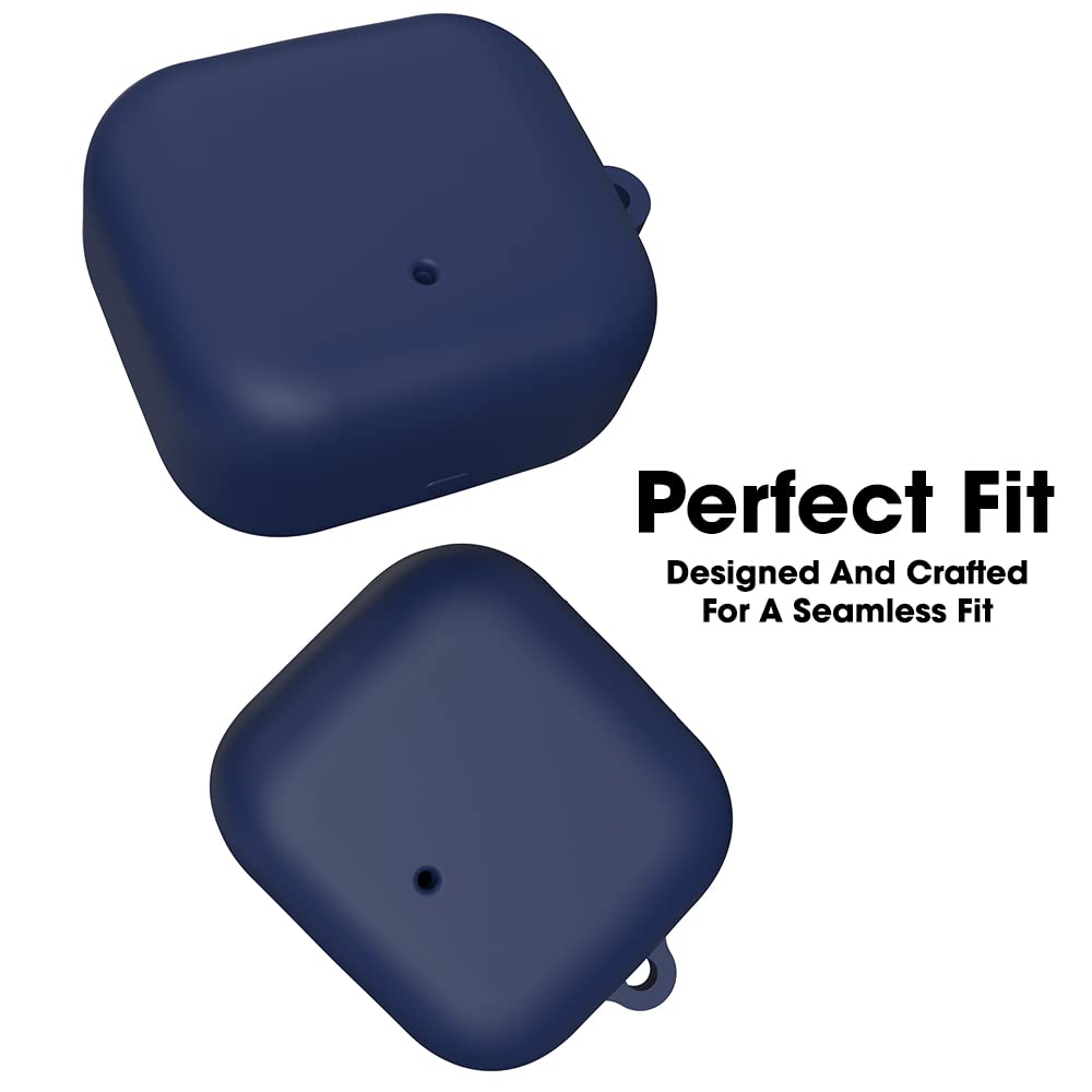 Sounce Earphone Case Cover Compatible for Realme 3s Buds, Soft Silicone Skin Case Cover Shock-Absorbing Protective Case with Keychain [Front LED Visible] (Blue)