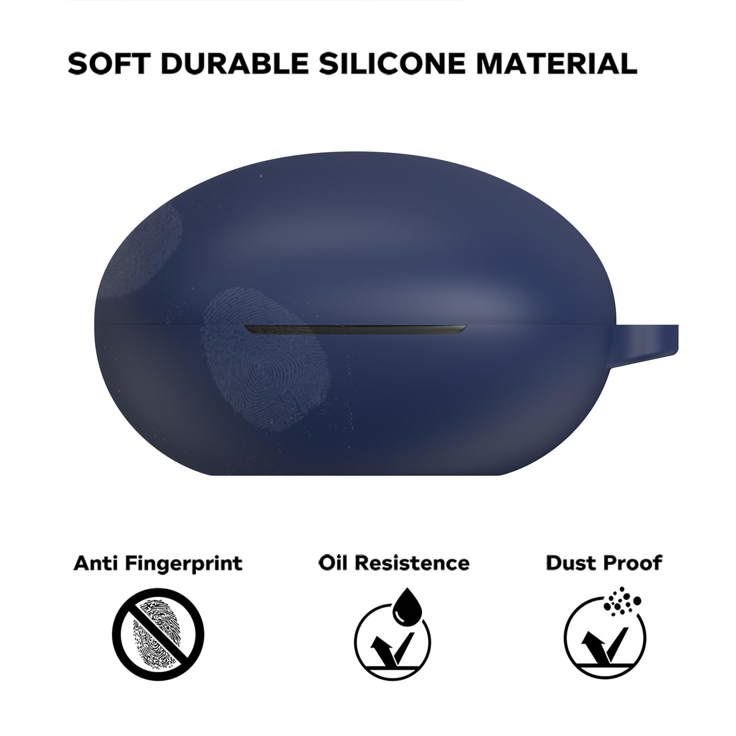 Sounce Portable Silicone Case Cover Scratch-Resistant, Non-Slip Grip, Carabiner Clip Compatible with Keychain for Boult Maverick Full Protection Water Resistant Shockproof Anti Fall, Anti Dust(Blue)