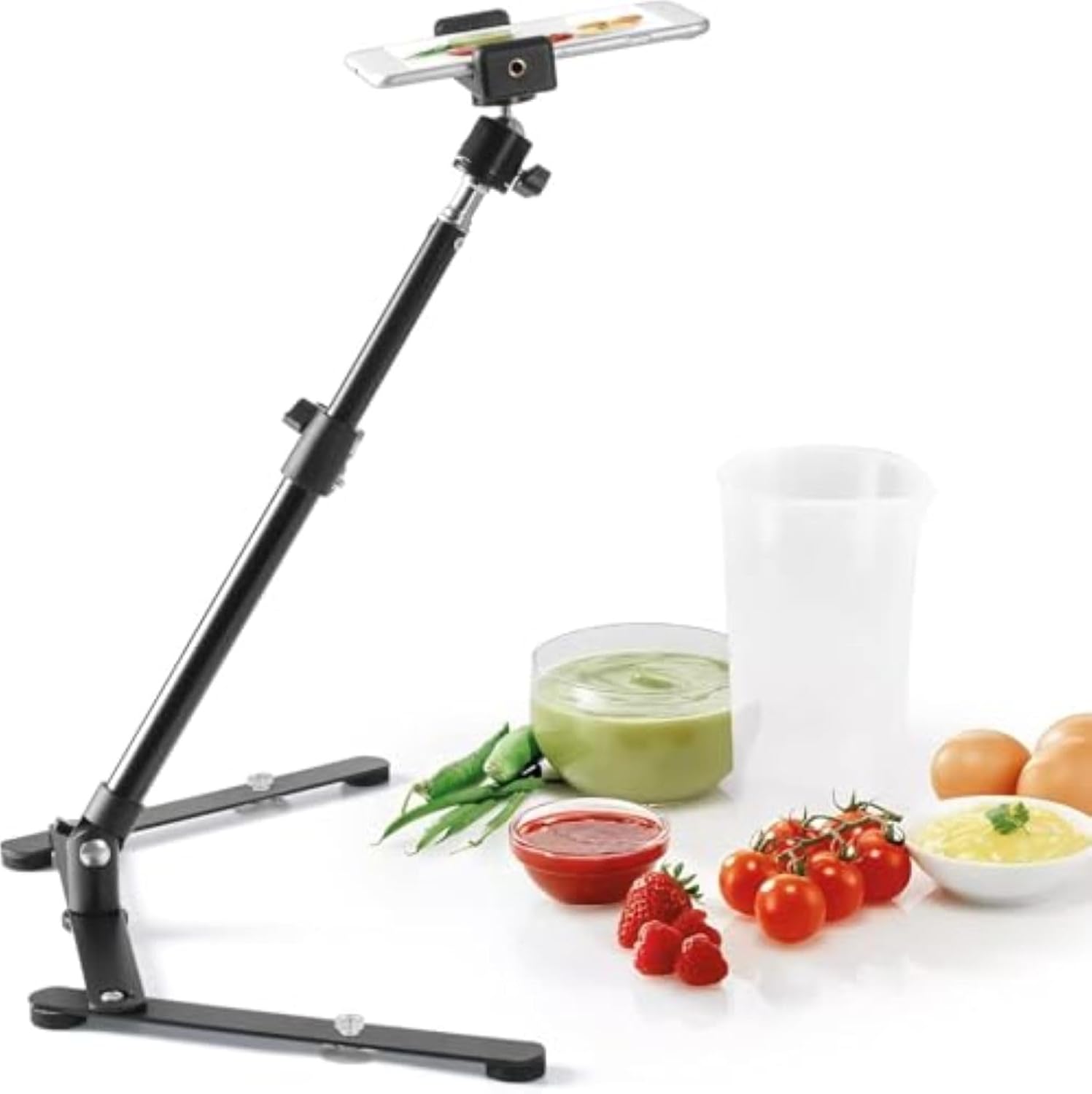 Sounce Adjustable Overhead Desktop Stand with 1/4" Screw, 360° Rotating Arm, Extendable Height up to 21 Inches, Universal Holder for DSLR, GoPro, Mobile, Online Teaching & Video Shoot