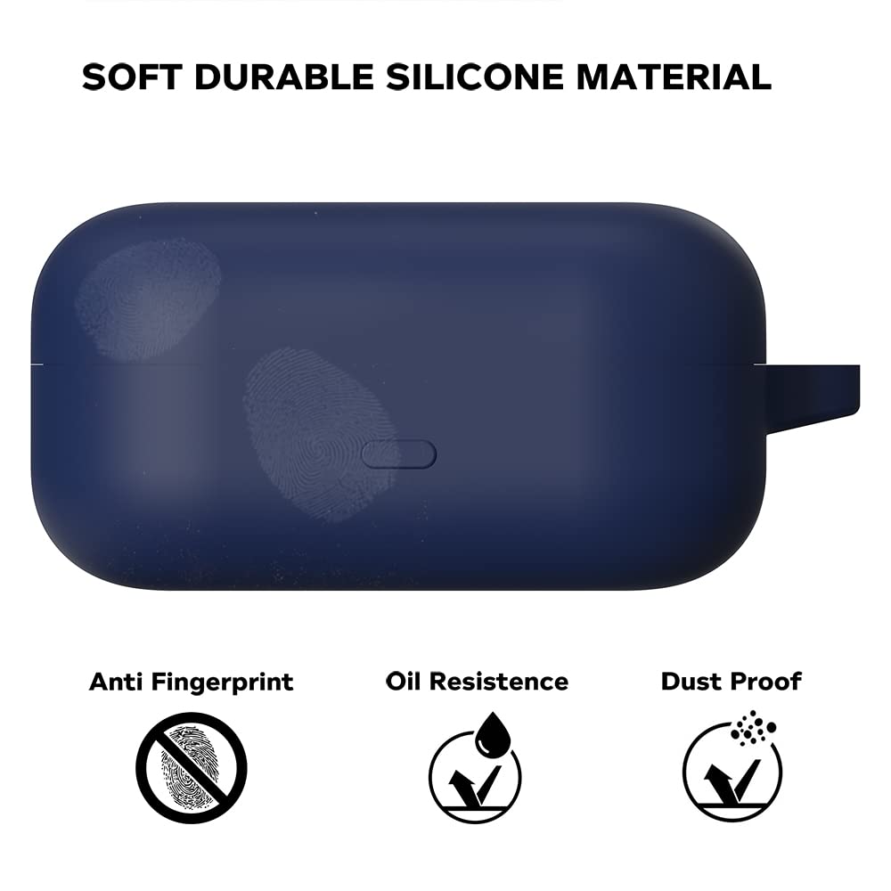 Sounce Earphone Case Cover Compatible for Realme 3s Buds, Soft Silicone Skin Case Cover Shock-Absorbing Protective Case with Keychain [Front LED Visible] (Blue)