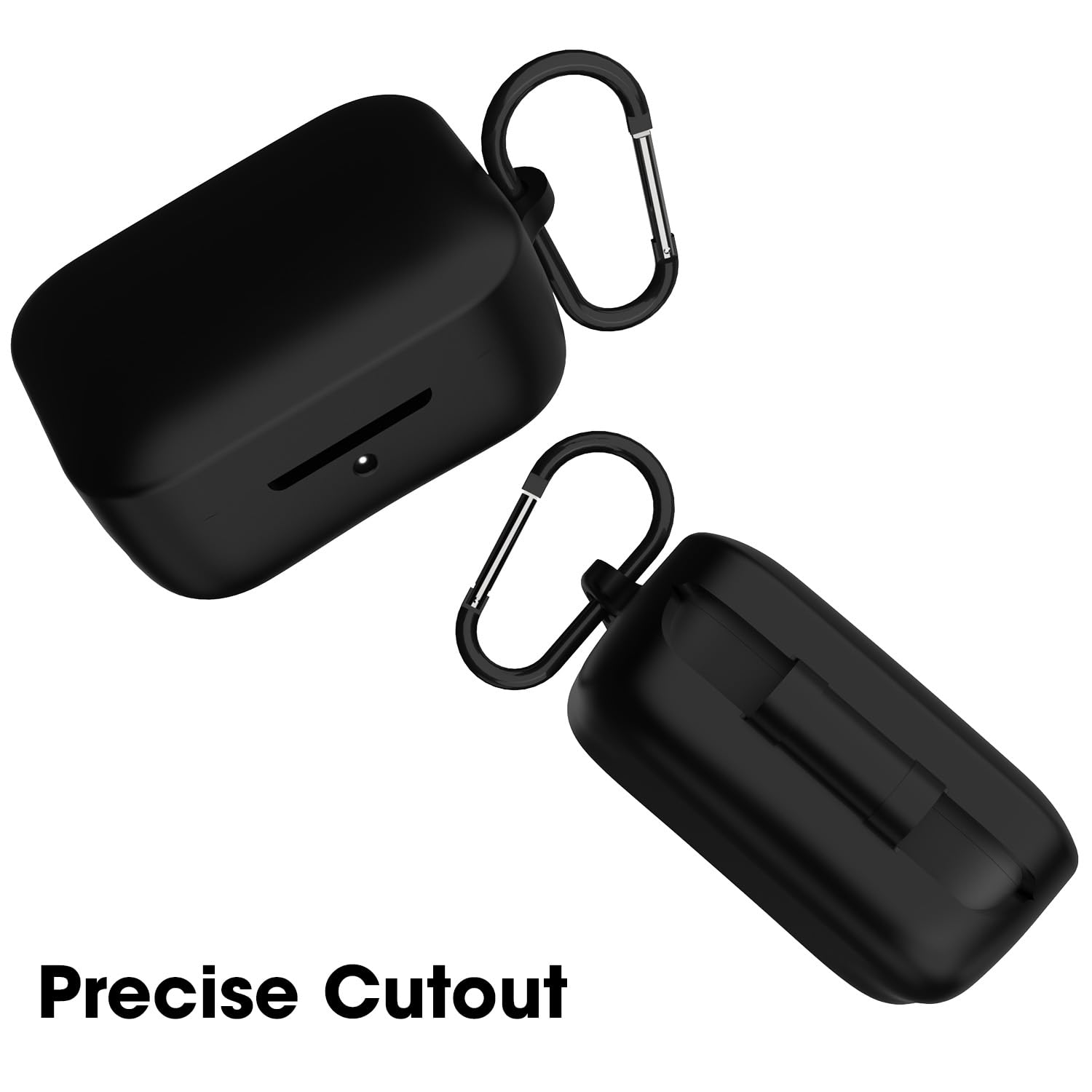 Sounce Earphone Case Cover for Boat Airdopes 800 TWS Soft Silicone Skin Case Cover Shock Absorbing Protective Case with Keychain [Front LED Visible] - Black
