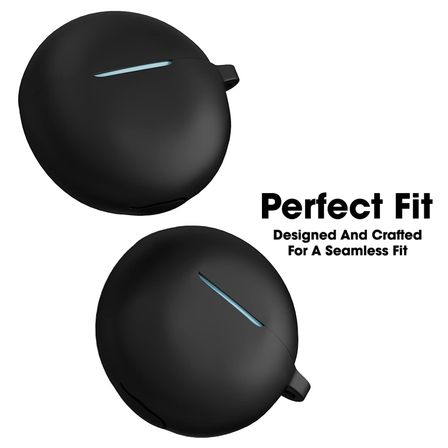 Sounce Portable Silicone Case Cover Scratch-Resistant, Non-Slip Grip, Carabiner Clip Compatible with Keychain for Oppo Enco Buds 2 Full Protection Shockproof Case Cover Anti Fall Anti Dust (Black)