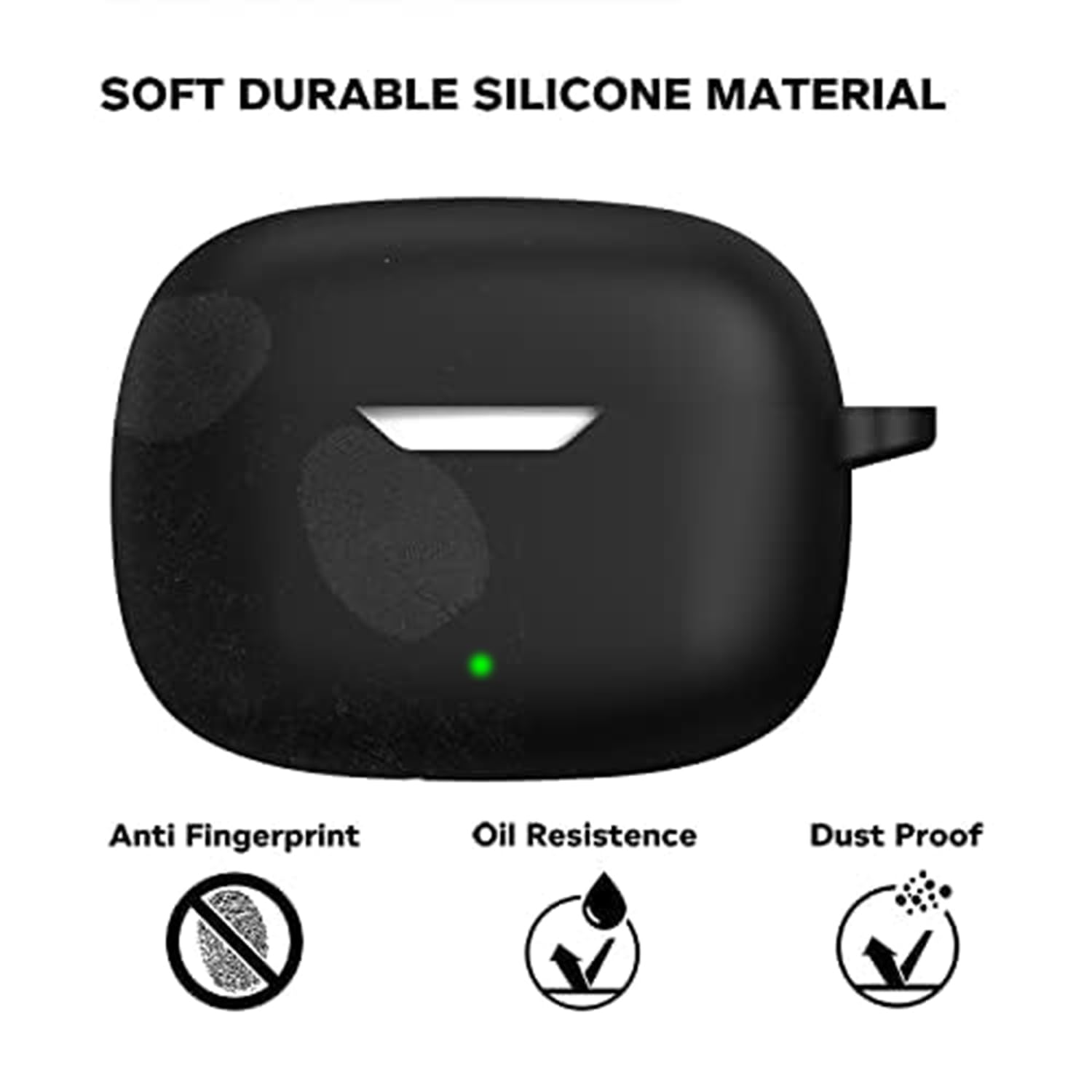 Sounce Portable Silicone Case Cover Scratch-Resistant, Non-Slip Grip, Carabiner Clip Compatible with Keychain for JBL Wave 200 Case Full Protection Shockproof Case Cover Anti Fall Anti Dust (Black)