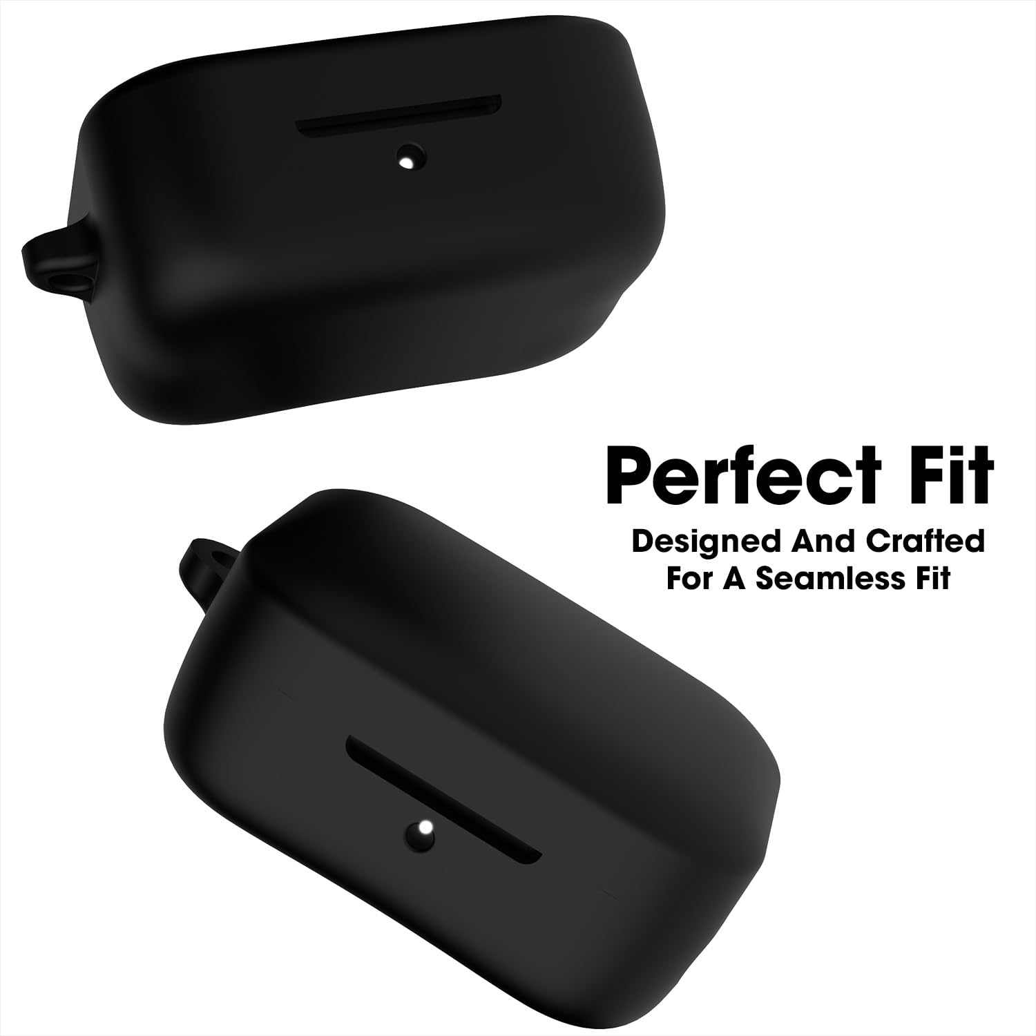 Sounce Earphone Case Cover for Boat Airdopes 800 TWS Soft Silicone Skin Case Cover Shock Absorbing Protective Case with Keychain [Front LED Visible] - Black