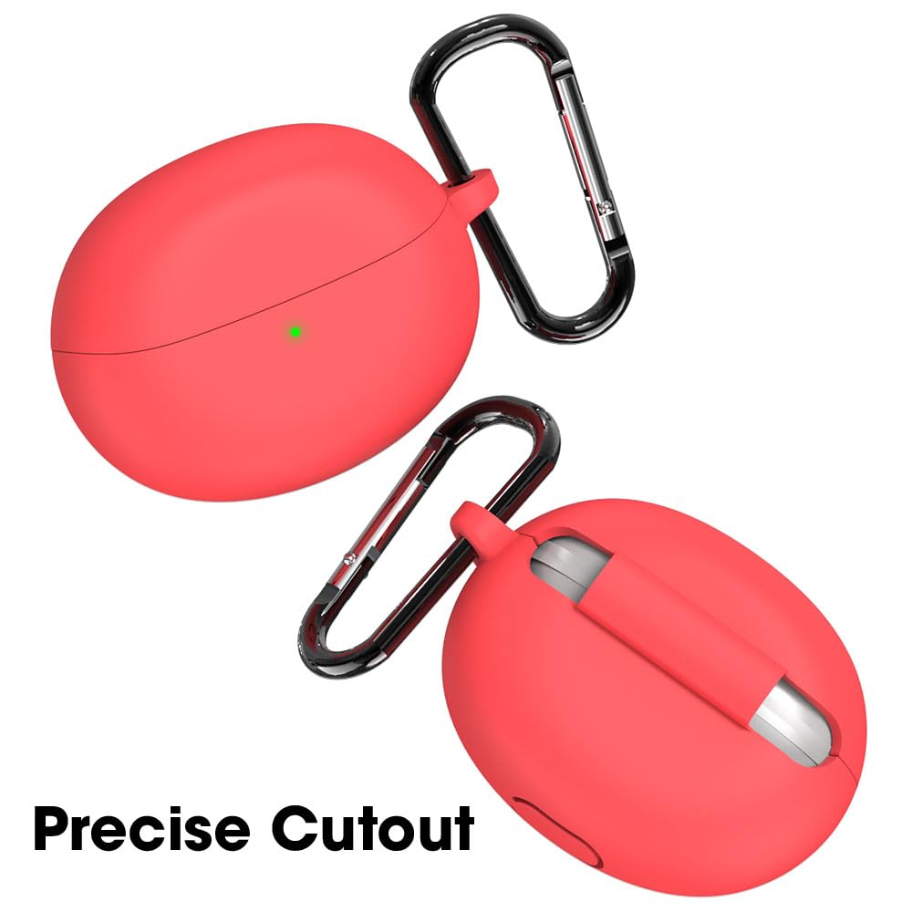 Sounce Earphone Case Cover Compatible for Oppo Enco Air 2 Pro, Soft Silicone Skin Case Cover Shock-Absorbing Protective Case with Keychain [Front LED Visible] (Red)