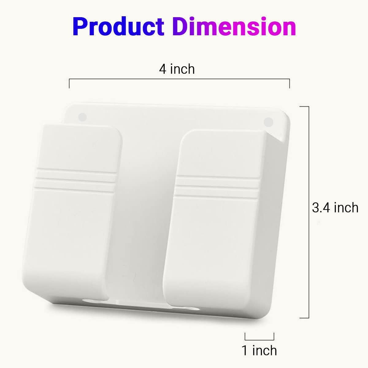 Sounce Wall Mount Mobile Holder Storage Case for TV/AC Remote, Wall Mounted Mobile Stand, Multi Purpose Stand with Hole for Phone Charging (White) (Pack of 2)