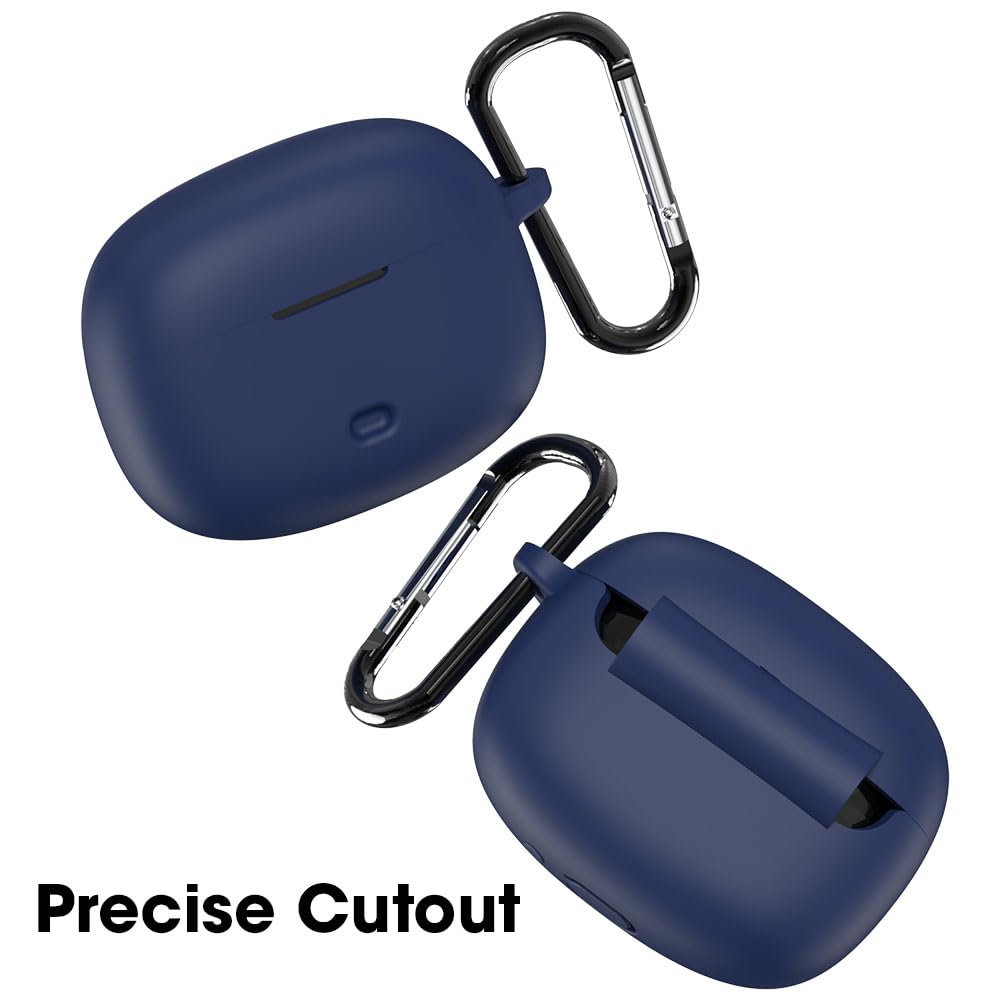 Sounce Earphone Case Cover Compatible for Boat Nirvana Ion, Soft Silicone Skin Case Cover Shock-Absorbing Protective Case with Keychain [Front LED Visible](Blue)