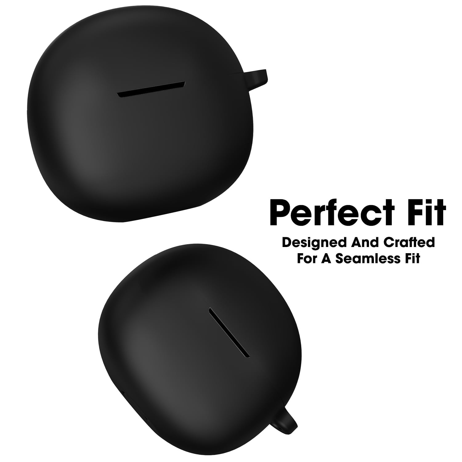 Sounce Soft Silicone Case Cover for Boat 141 Pro, Scratch-Resistant, Non-Slip Grip with Carabiner Clip Keychain, Full Protection, Water Resistant Shockproof Case Anti Fall Anti Dust - Black