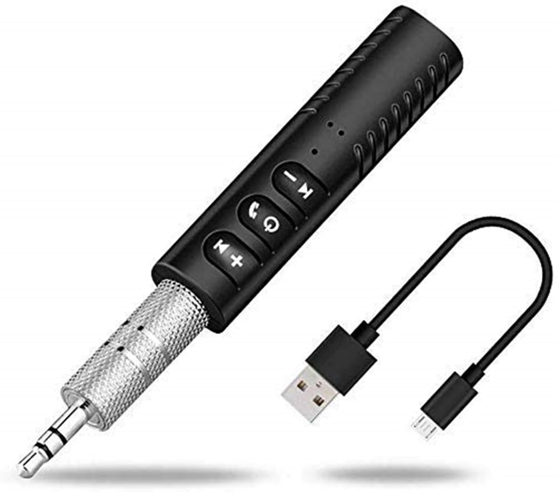 Sounce Bluetooth 5.0 Receiver for Car, Noise Cancelling Bluetooth AUX Adapter, Bluetooth Music Receiver for Home Stereo/Wired Headphones/Hands-Free Call, 16H Battery Life