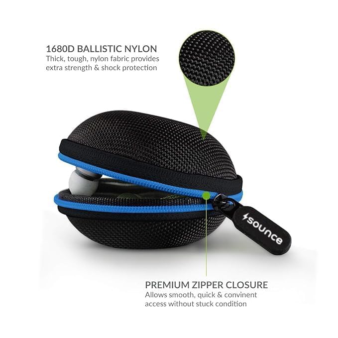 Sounce Earphone Carry Case, Headphone Carrying Case Pouch Cover for Earphones, Multi Use Storage Travel Organiser for Earphones, SD Cards, Pen Drives with in-Built Anti Scratch Mesh Pocket (Blue)
