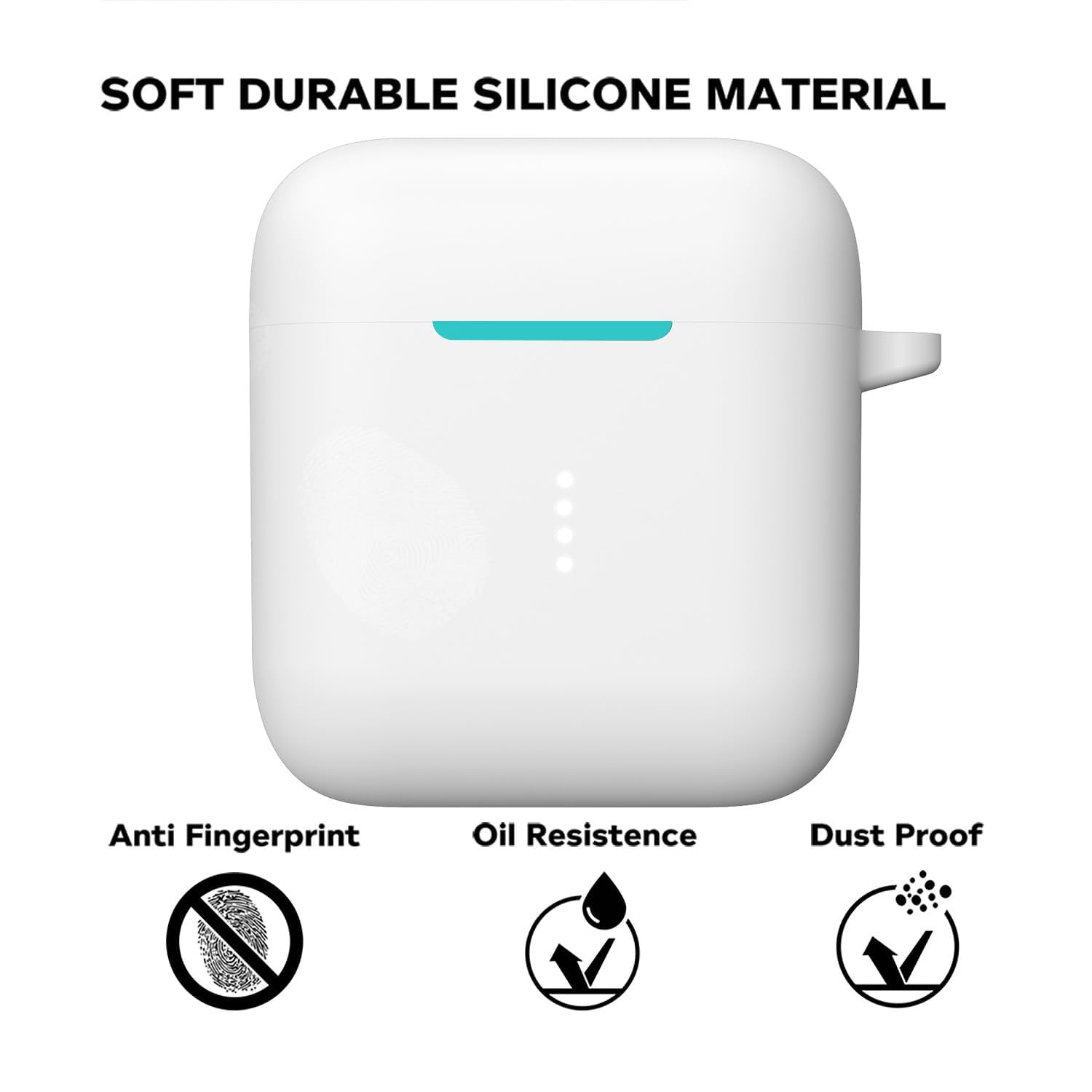 Sounce Earphone Case Cover Compatible with Boat Airdopes 141, Soft Silicone Skin Case Cover Shock-Absorbing Protective Case with Keychain [Front LED Visible] – White