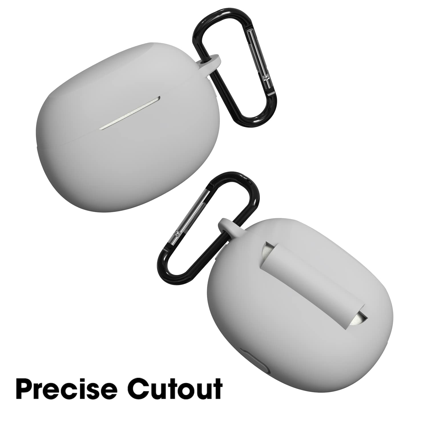 Sounce Portable Silicone Case Cover Scratch-Resistant, Non-Slip Grip, Carabiner Clip Compatible with Keychain for Realme Air 3 Full Protection Shockproof Case Cover Anti Fall Anti Dust (Grey)