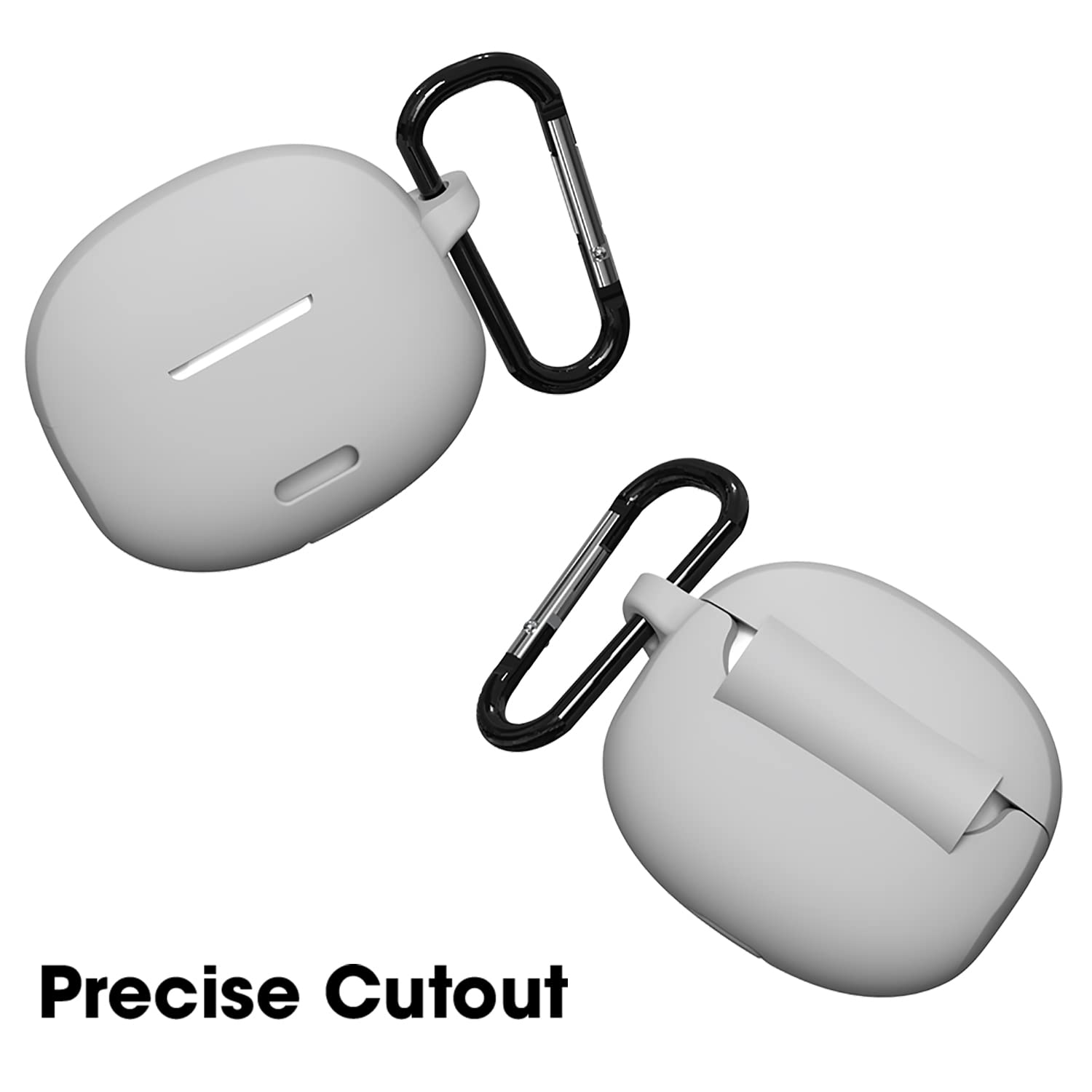 Sounce Earphone Case Cover Compatible for Boat Airdopes 170, Soft Silicone Skin Case Cover Shock-Absorbing Protective Case with Keychain [Front LED Visible] (Grey)