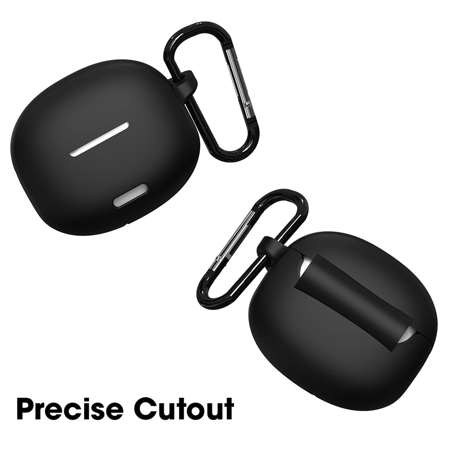 Sounce Earphone Case Cover Compatible for Boat Airdopes 170, Soft Silicone Skin Case Cover Shock-Absorbing Protective Case with Keychain [Front LED Visible] (Black)