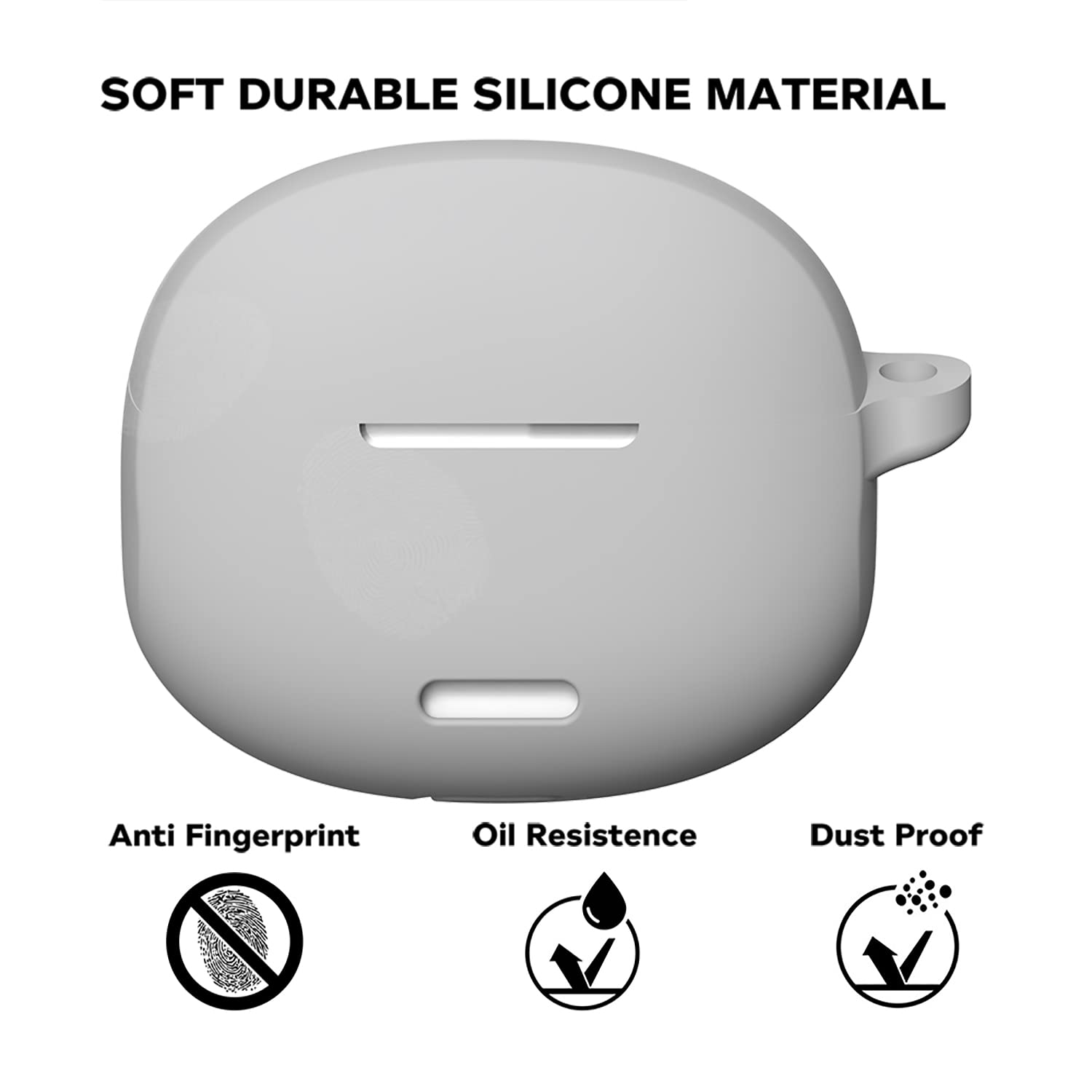 Sounce Earphone Case Cover Compatible for Boat Airdopes 170, Soft Silicone Skin Case Cover Shock-Absorbing Protective Case with Keychain [Front LED Visible] (Grey)