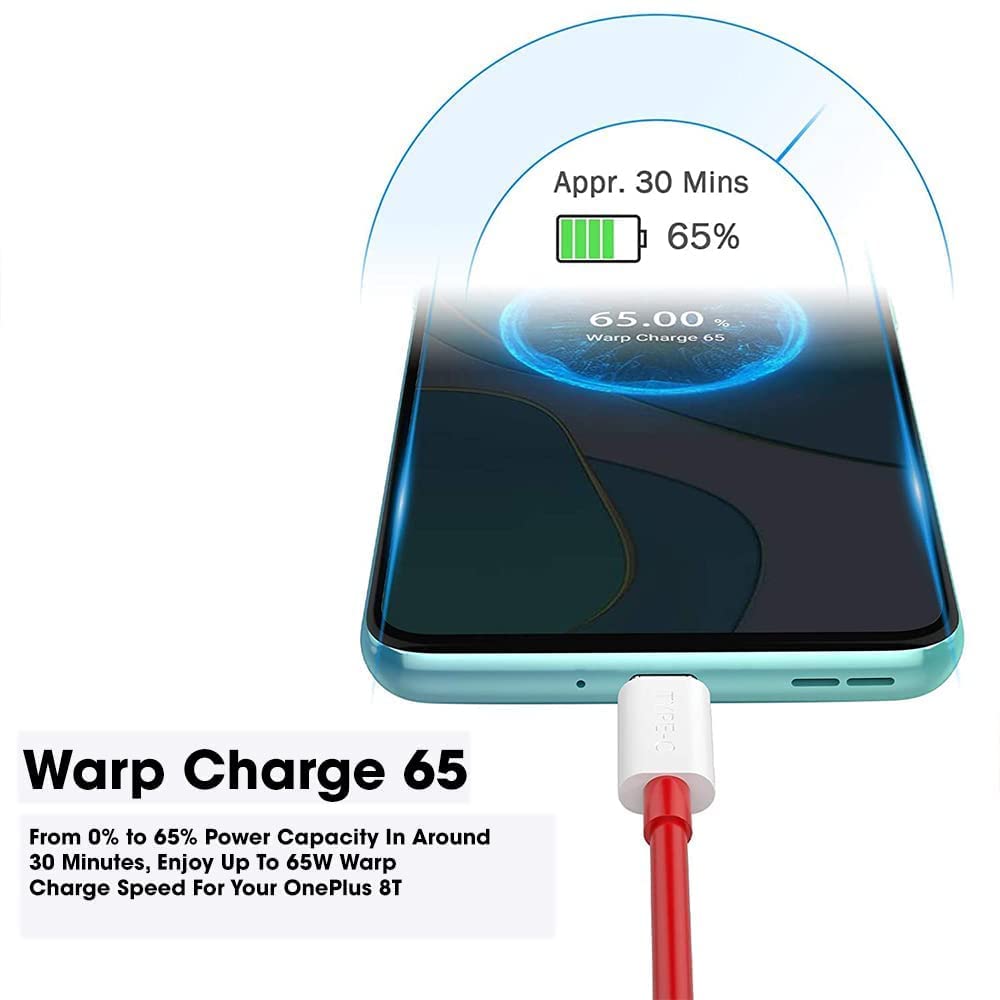 Sounce 65W Warp Charge Type-C to Type-C Cable – 6.5A Fast Charging Cord for OnePlus & USB-C Devices