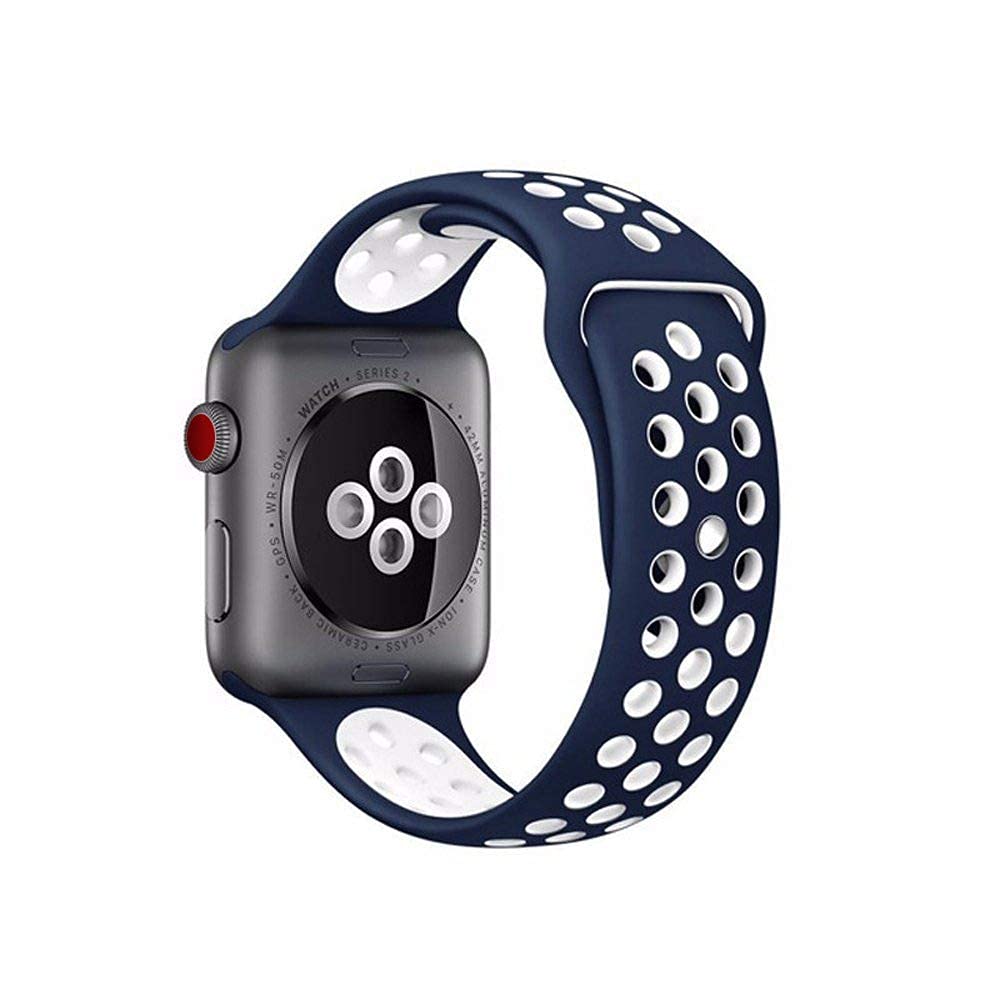 Sounce Sports Strap Compatible for Watch Band 42mm 44mm 45mm Adjustable Silicone Wristband Sport Loop for Watch Series 7/6/5/4/3/2/1, SE - Blue