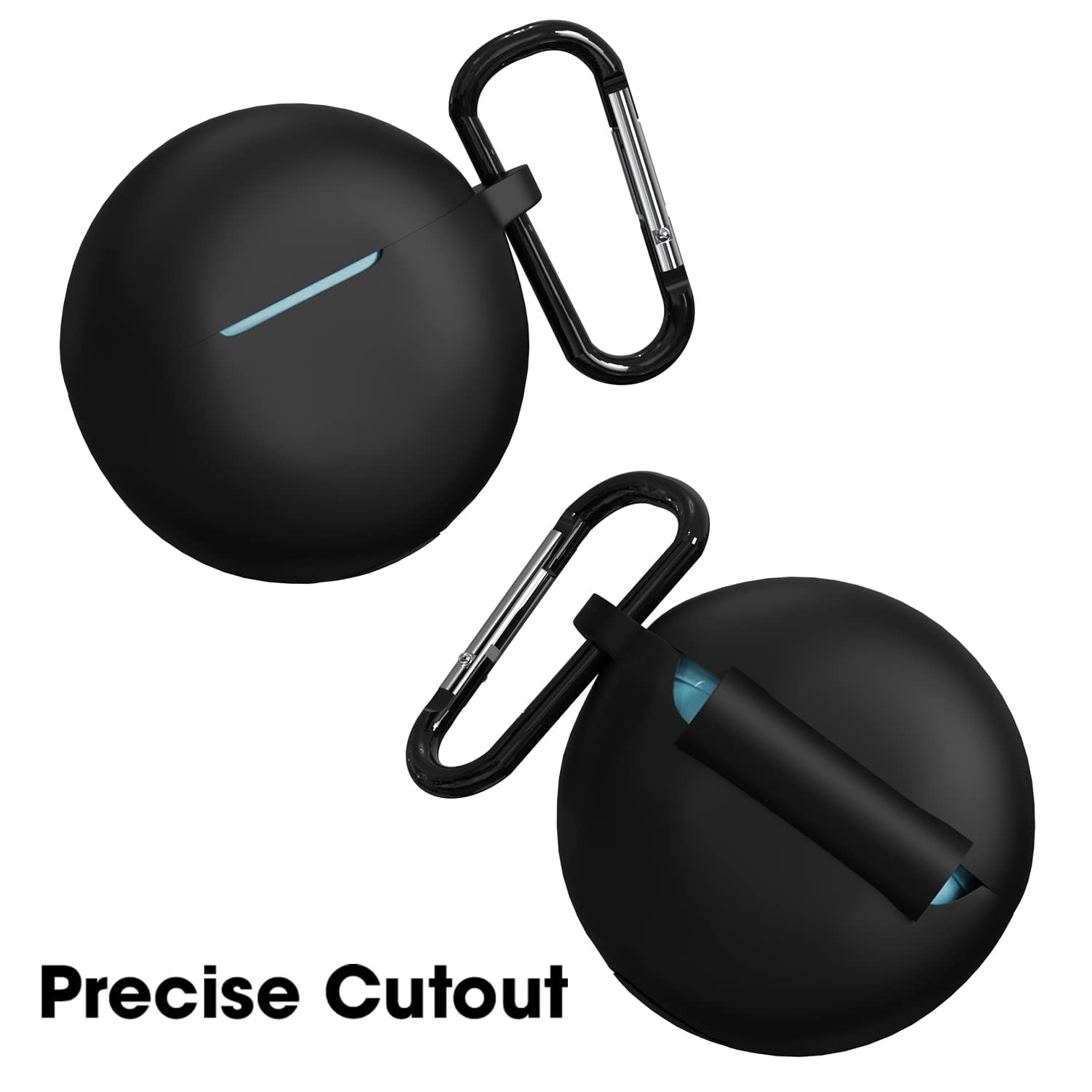 Sounce Portable Silicone Case Cover Scratch-Resistant, Non-Slip Grip, Carabiner Clip Compatible with Keychain for Oppo Enco Buds 2 Full Protection Shockproof Case Cover Anti Fall Anti Dust (Black)