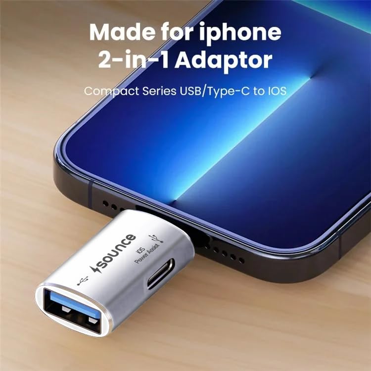 Sounce USB 3.0 to Lightning Adapter Connector, Female to Male USB 3.0 High-Speed Data Transfer Converter USB Adapter for iPhone, iPad, MacBook