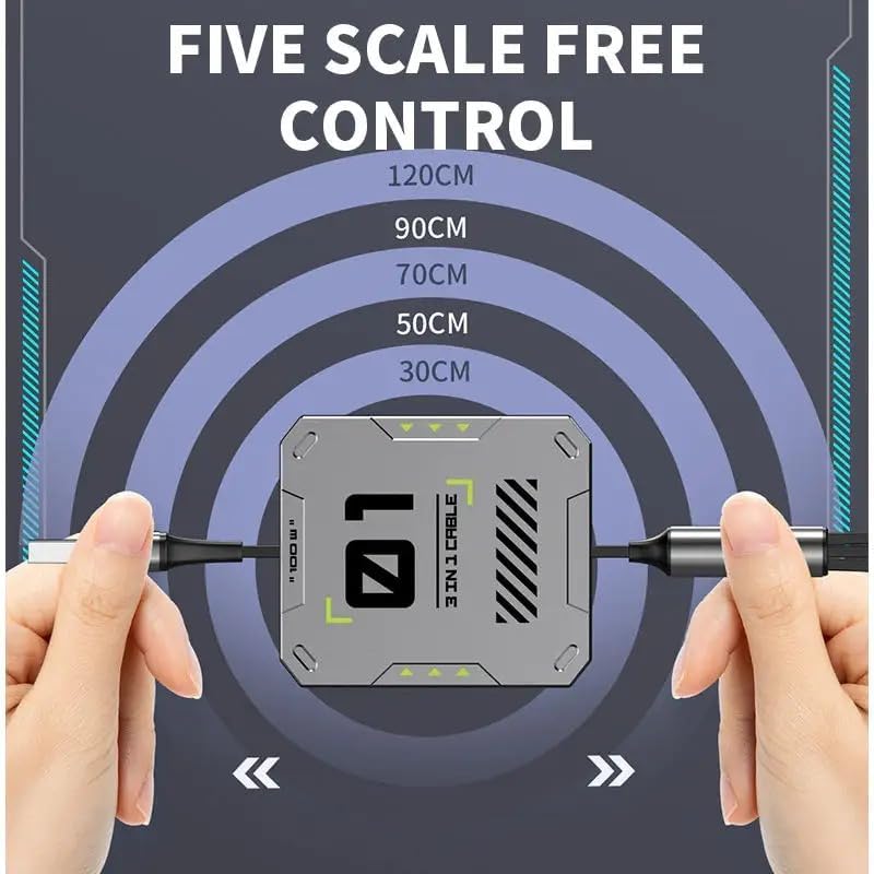 Sounce 3-in-1 Retractable USB Cable | 100W / 6A Fast Charging | USB 3.0 with Type-C, Micro USB & Lightning Connectors | 1.2m | High-Speed Data Transfer for Phones, Tablets, Laptops