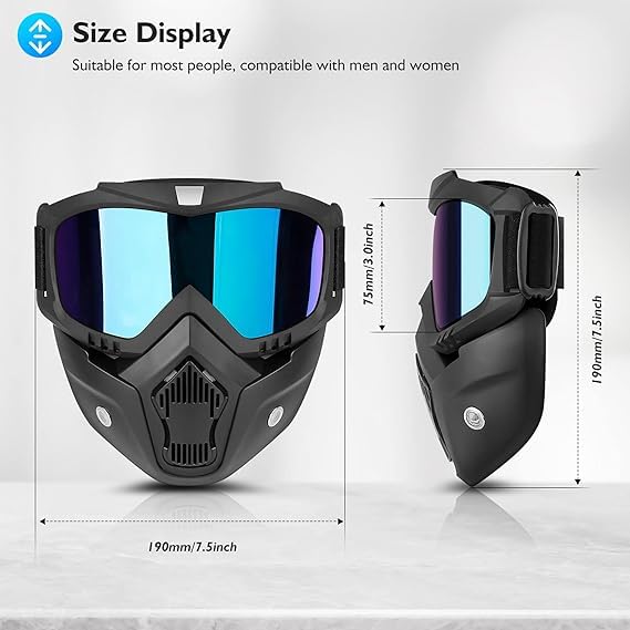 Sounce Anti Scratch Goggle Bike Mask, UV Protective Open Face & Eyewear Windproof Dirt Shield Adjustable Strap Soft Foam Padded Detachable for Cycling Bike Off Road Racing Riding Unisex - Rainbow