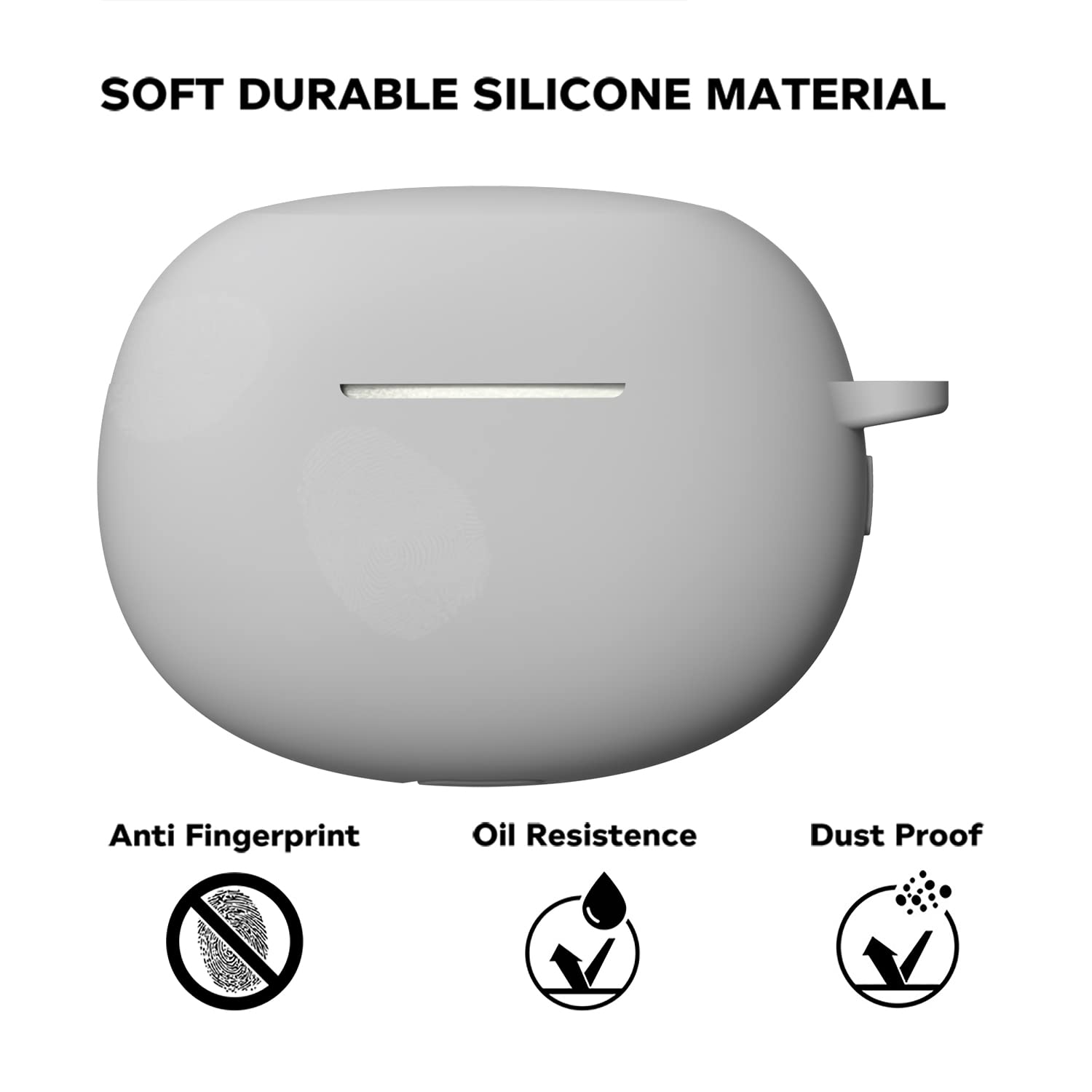 Sounce Portable Silicone Case Cover Scratch-Resistant, Non-Slip Grip, Carabiner Clip Compatible with Keychain for Realme Air 3 Full Protection Shockproof Case Cover Anti Fall Anti Dust (Grey)