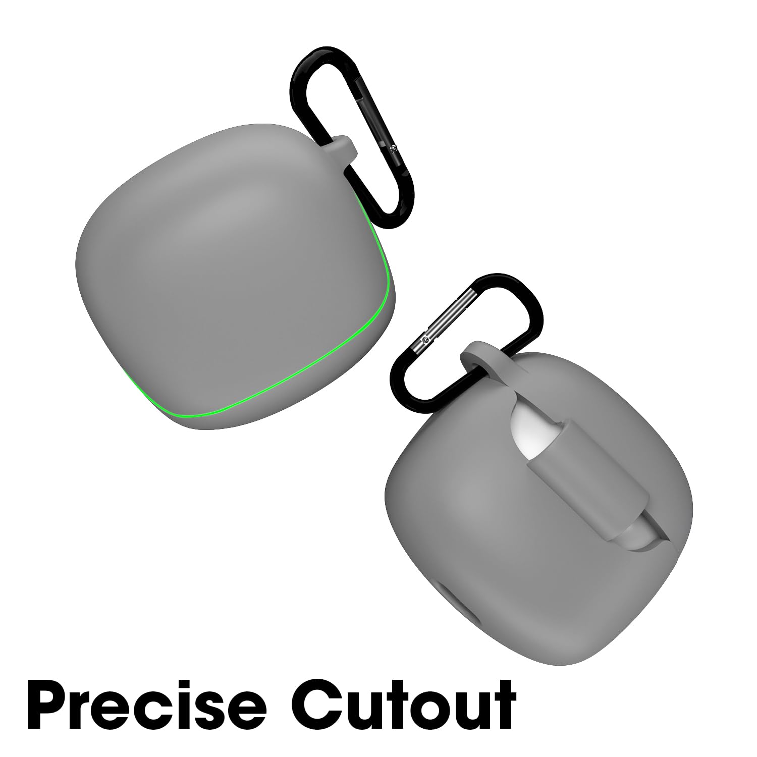 Sounce Earphone Case Cover for Boult Audio Z40 Gaming TWS Soft Silicone Skin Case Cover Shock Absorbing Protective Case with Keychain [Front LED Visible] - Grey
