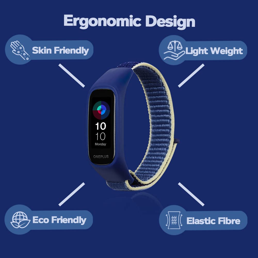 Sounce Blue Nylon Adjustable Band Strap Compatible for Oneplus Smart Band & Oppo Smart Band