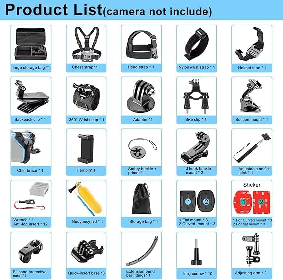 Sounce 49 in 1 Action Camera Accessory Kit Bundle Compatible for GoPro Hero 12/11/10/9 / 8/7/6/5 SJCAM/Akaso/Apeman/Xiaomi Yi Action Camera