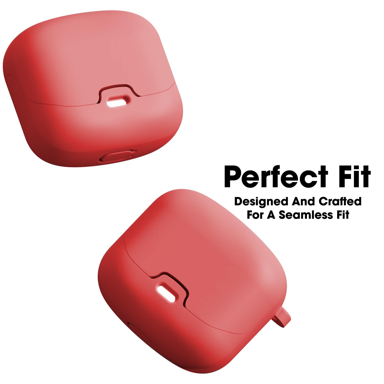 Sounce Earphone Case Cover Compatible for Boult Audio Z40, Soft Silicone Skin Case Cover Shock-Absorbing Protective Case with Keychain [Front LED Visible] (Red)