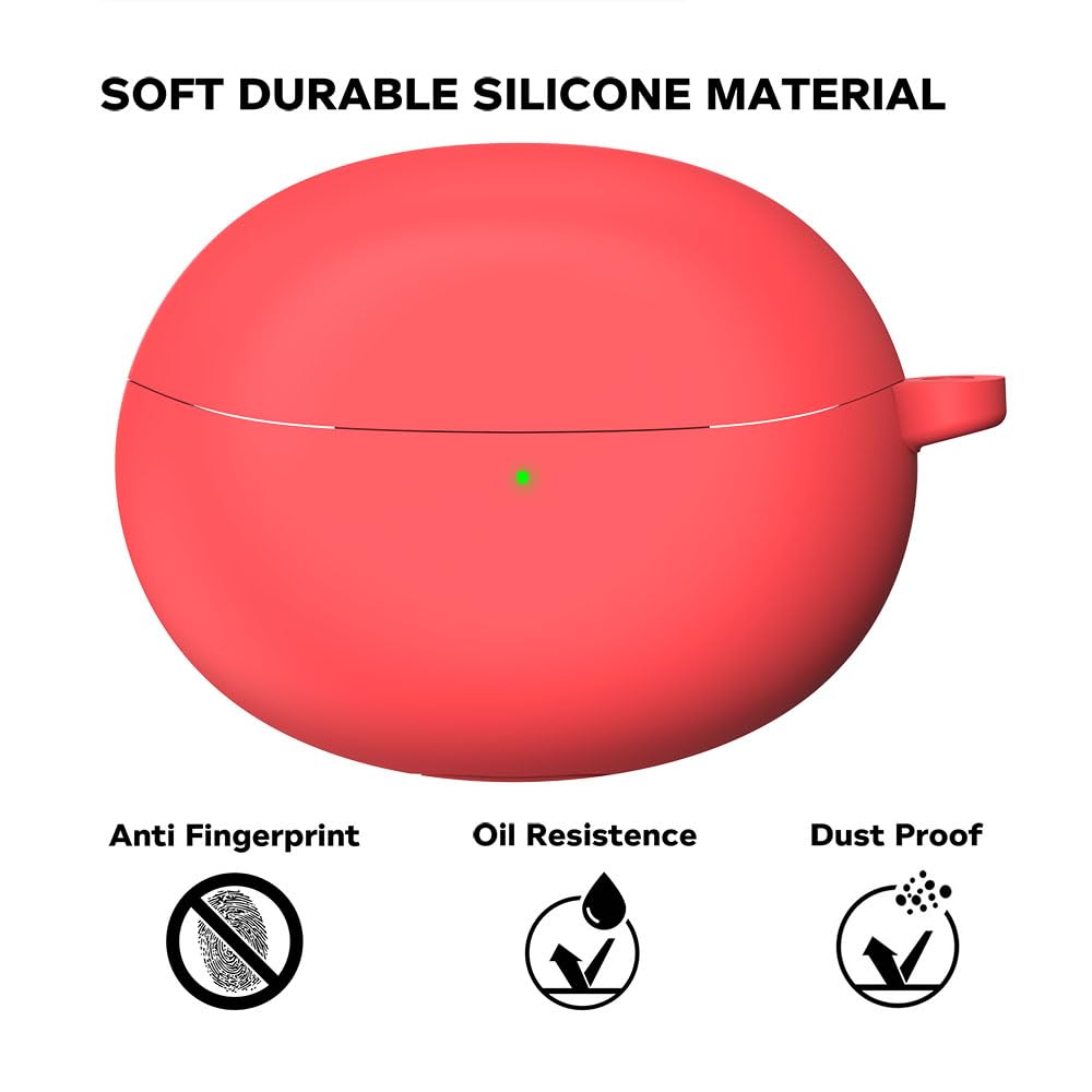 Sounce Earphone Case Cover Compatible for Oppo Enco Air 2 Pro, Soft Silicone Skin Case Cover Shock-Absorbing Protective Case with Keychain [Front LED Visible] (Red)
