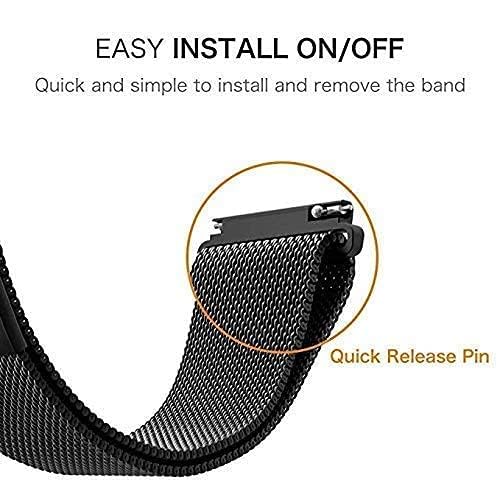 Sounce 20mm Metal Stainless Steel Replacement Band Strap with Magnetic Lock For Boat, Fire Boltt, Noise, Dizo, Amazfit, Beatxp, Samsung Galaxy, Fast-Track, Ptron, Amazfit & All 20mm Smartwatches