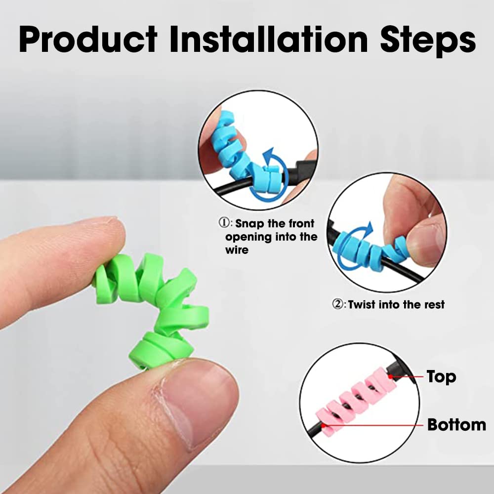 Sounce Spiral Charger 12 Pcs Cable Protector Data Cable Saver Charging Cord Protective Cable Cover Headphone MacBook Laptop Earphone Cell Phone Set of 3