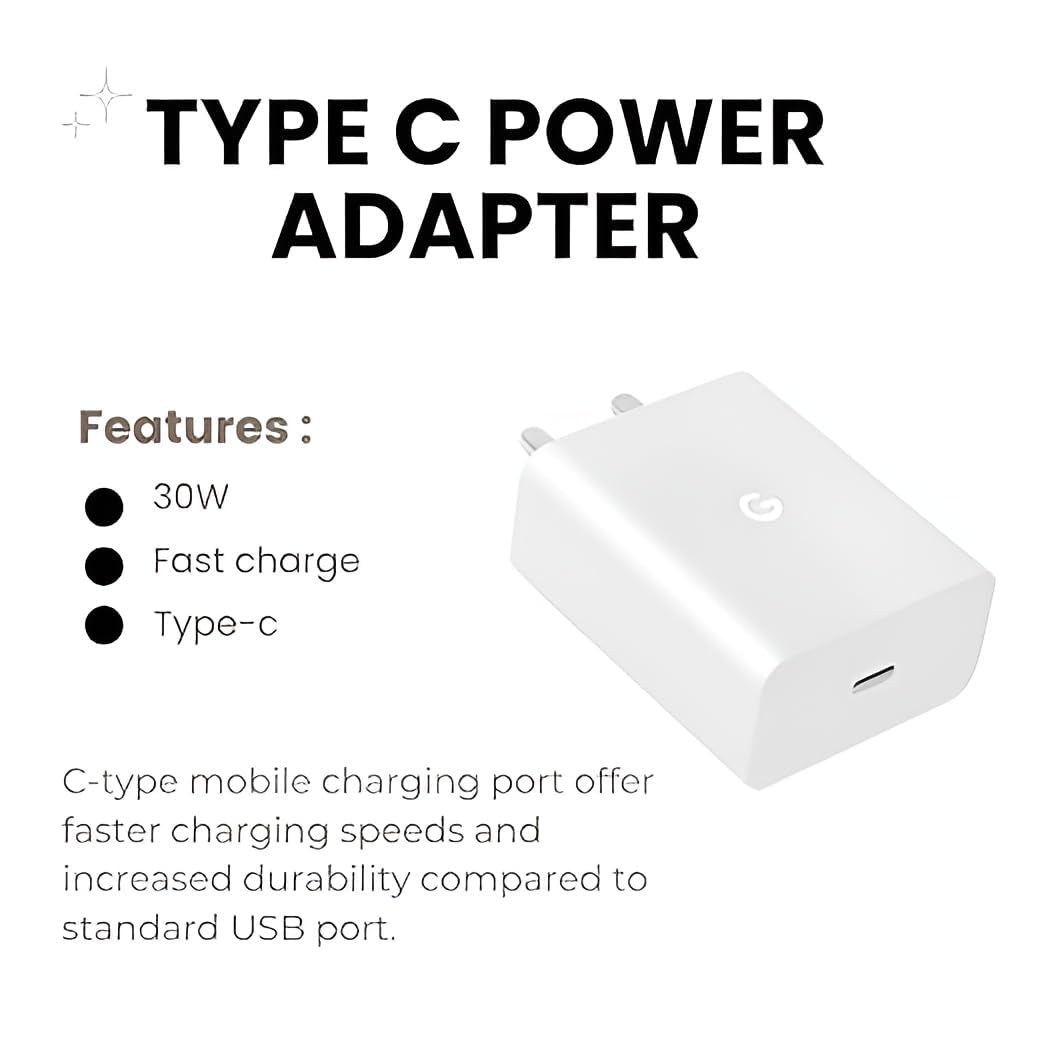 30W USB-C Power Adapter by Sounce | Styled Like Google | Ultra-Fast Charger for Pixel 8/7/6/5 Series, Tablets, Laptops & More